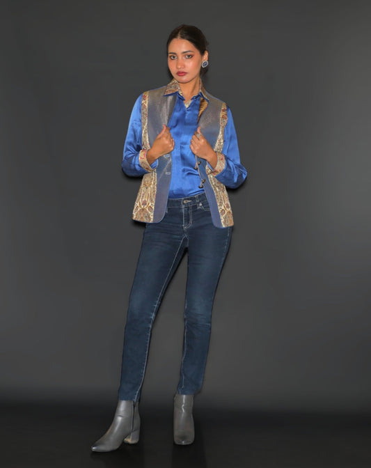 Satin Shirt & Paisley Brocade Waistcoat Set