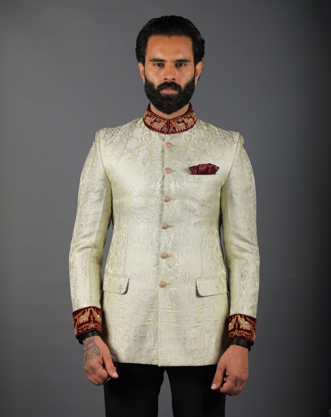 white Jodhpuri Bandhgala