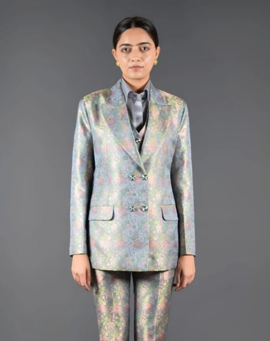 Floral Brocade Three piece suit