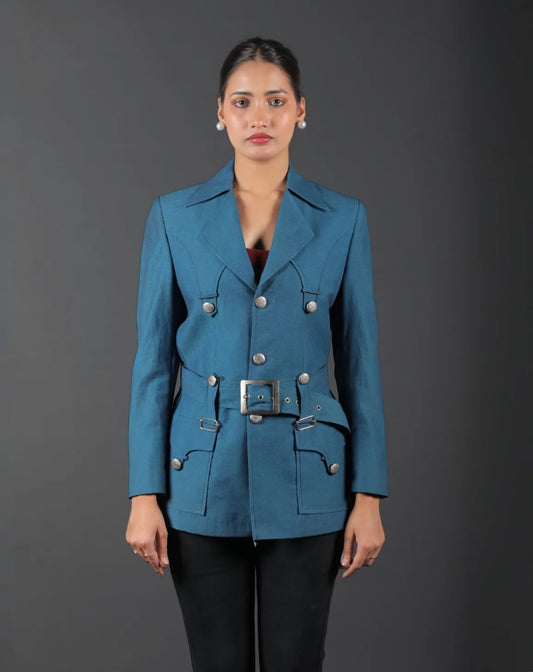 Teal Blue Polo Jacket