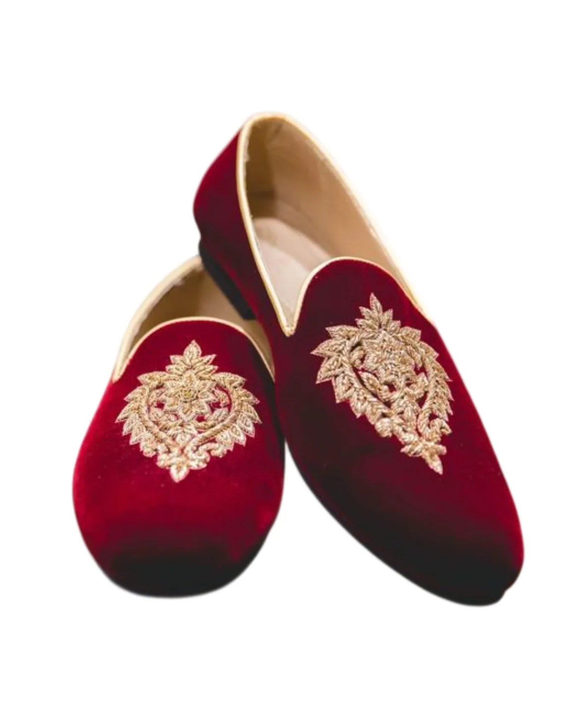 Maroon Velvet Gold Embroidered Mojari