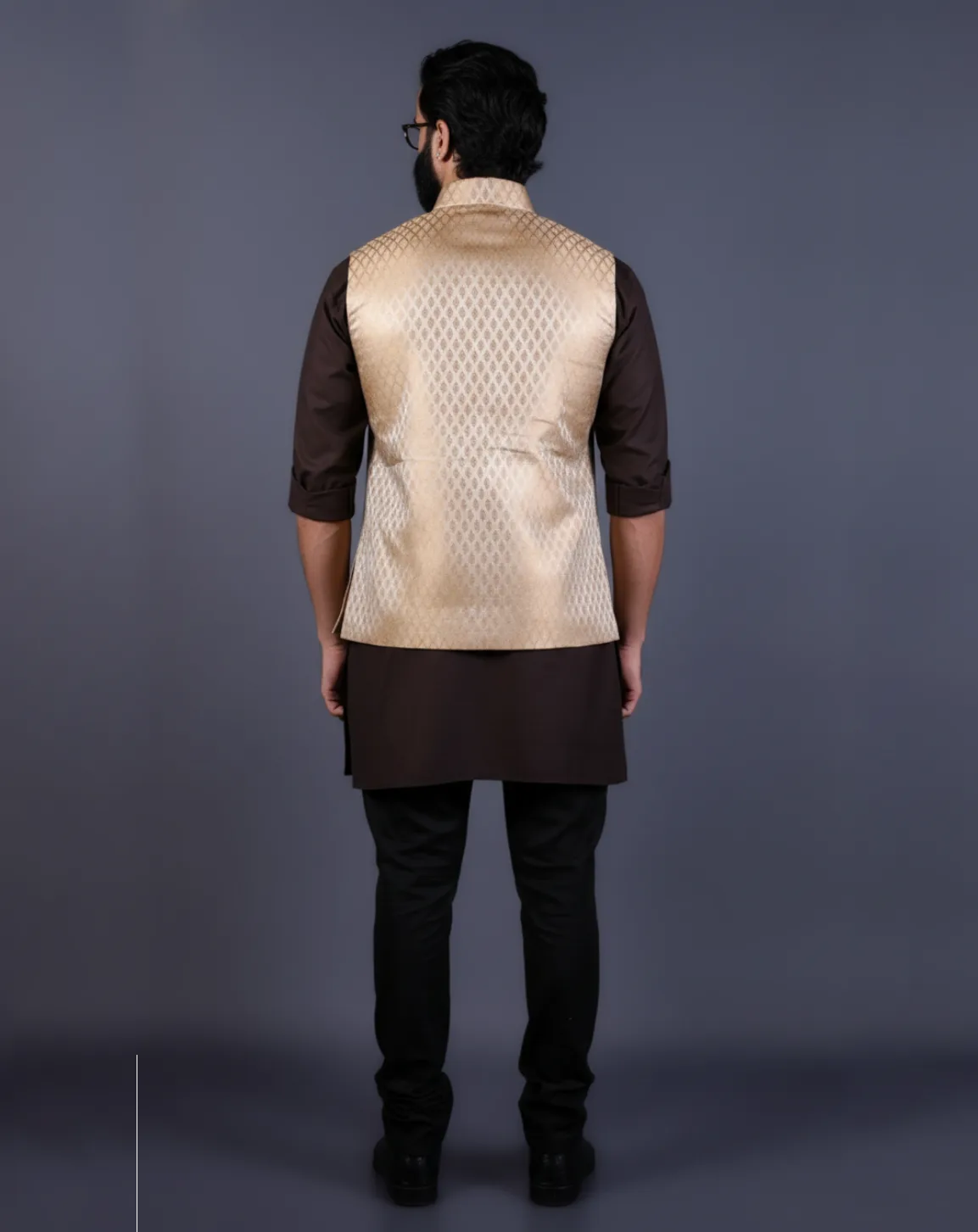 Cream Jacquard Nehru Jacket