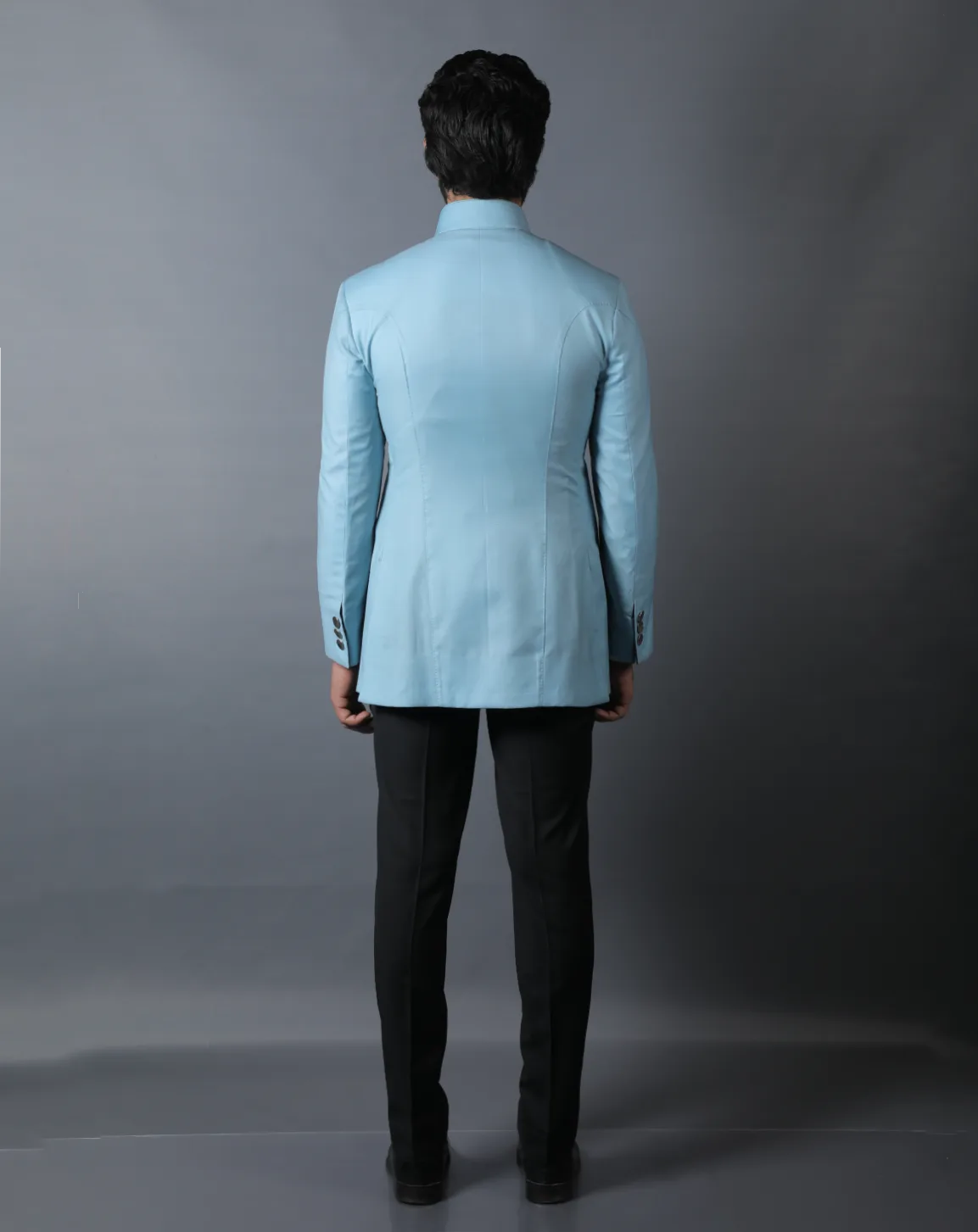 Sky Blue Terry Wool Bandhgala Set