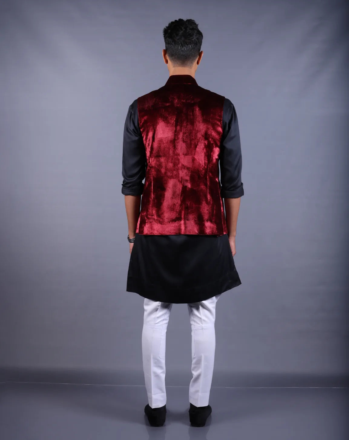 Maroon Velvet Nehru Jacket