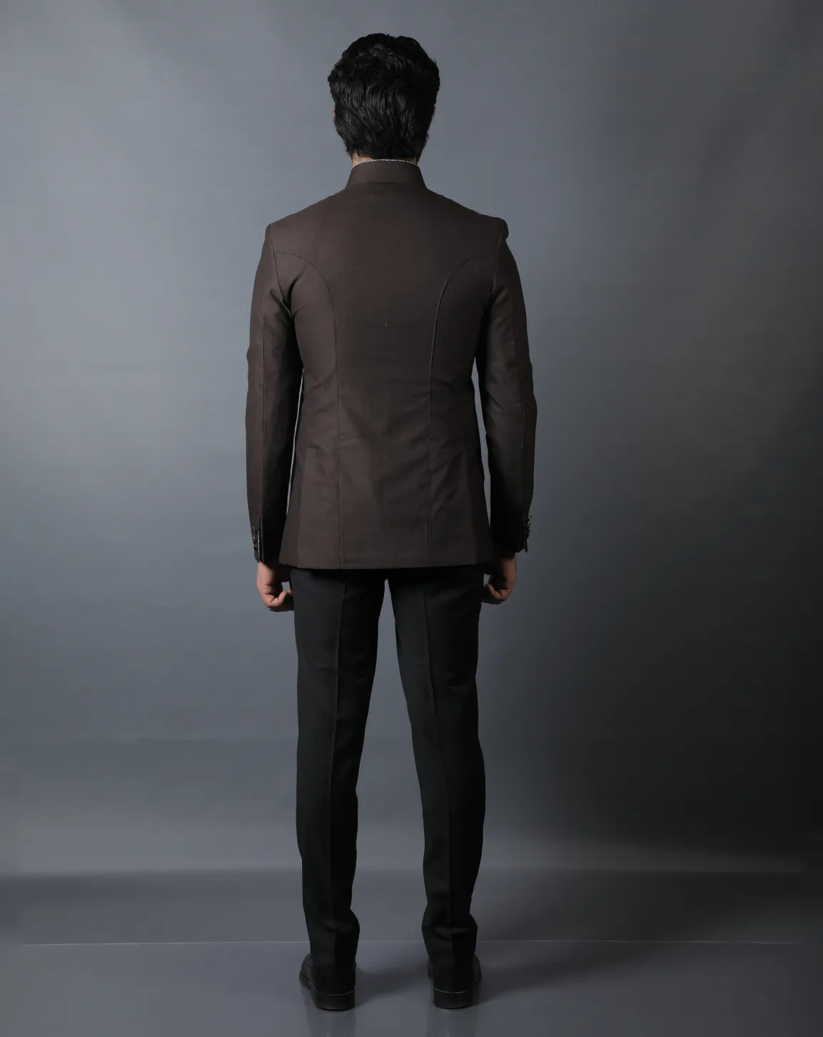 Dark Brown Terry wool Bandhgala Set