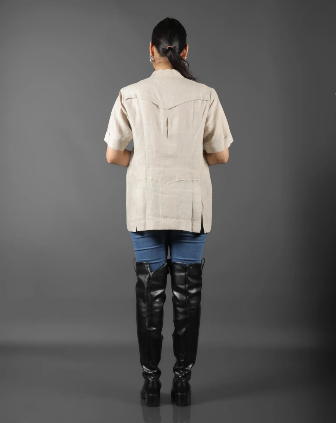 Beige Linen Hunting Shirt