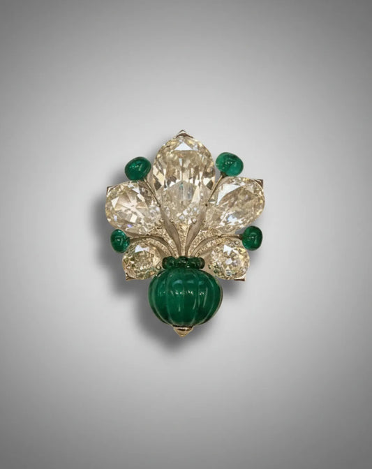Emerald & Diamond Brooch