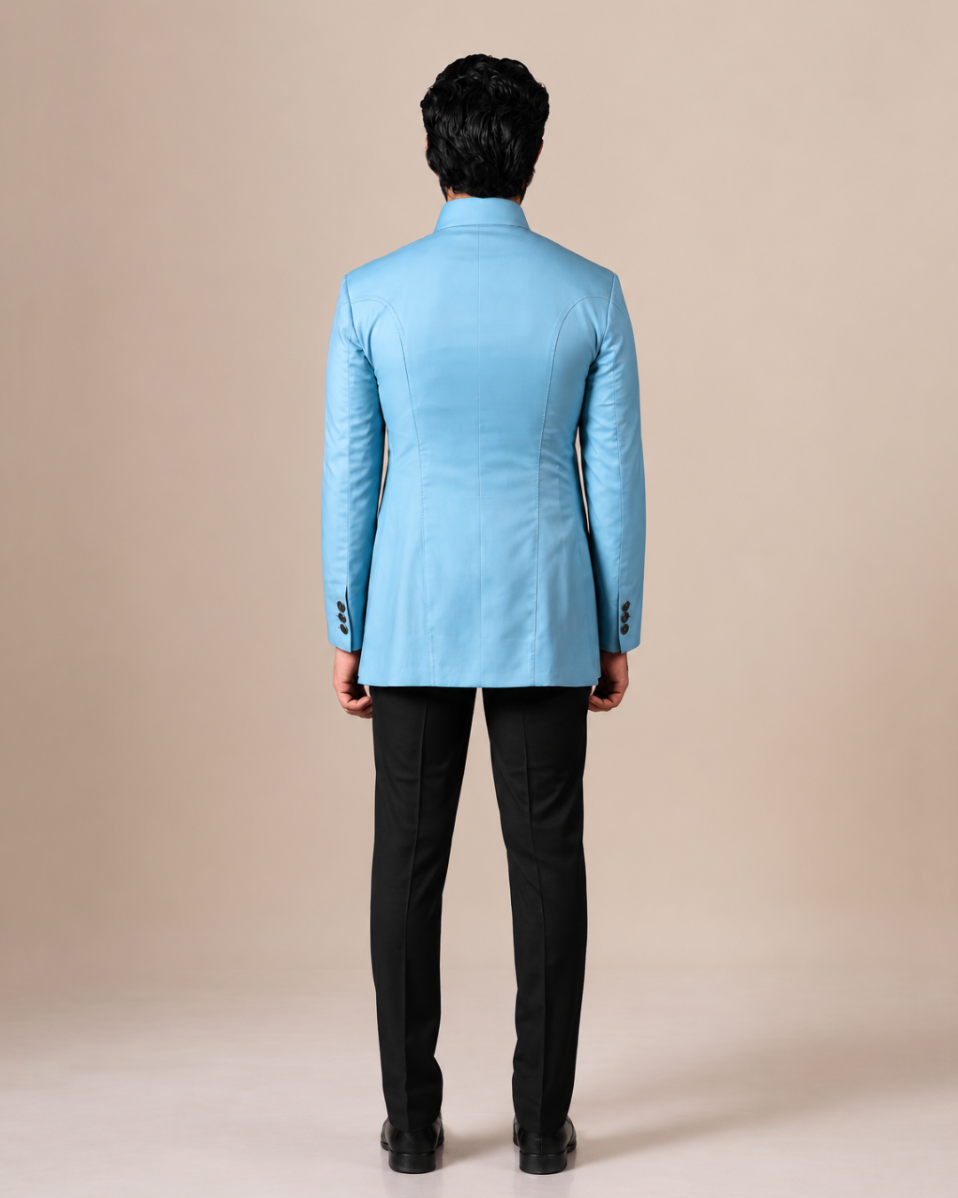 Sky Blue Terry Wool Bandhgala Set