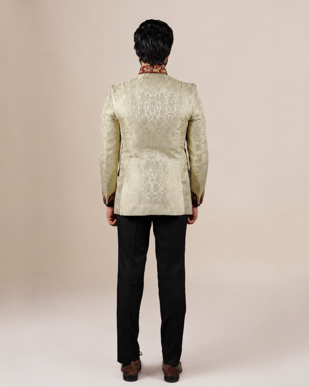 Ivory Silk Bandhgala with Embroidery