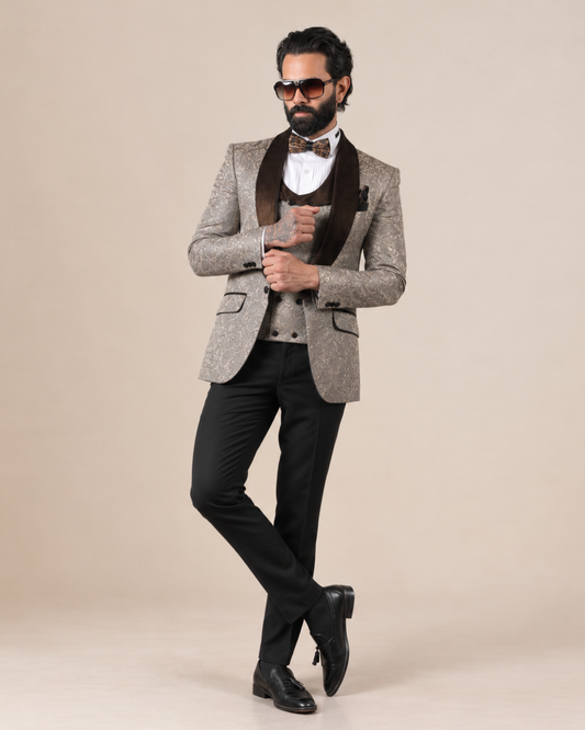 Gold Brocade Three Piece Suit