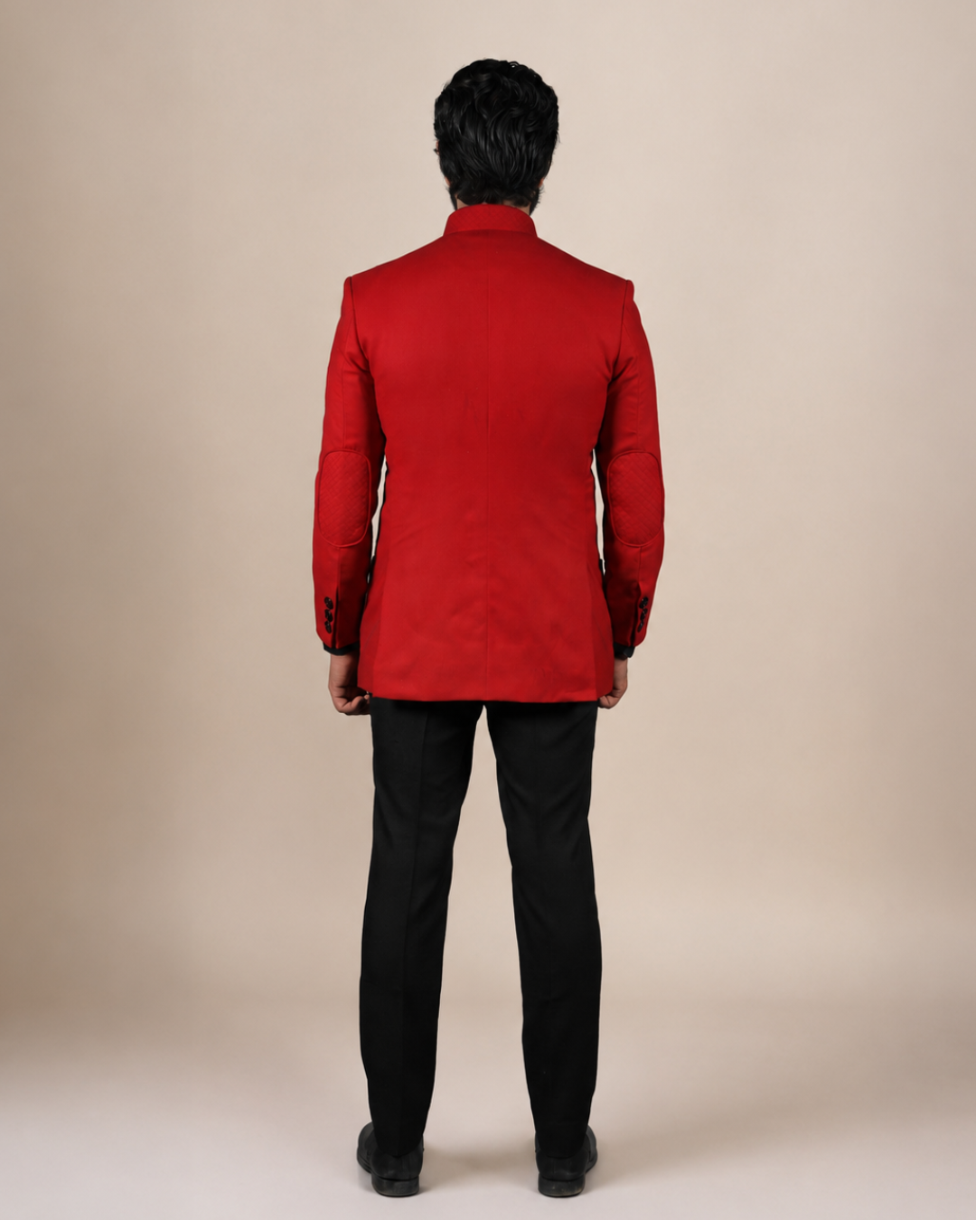 Red Bandhgala with Quilted Pockets
