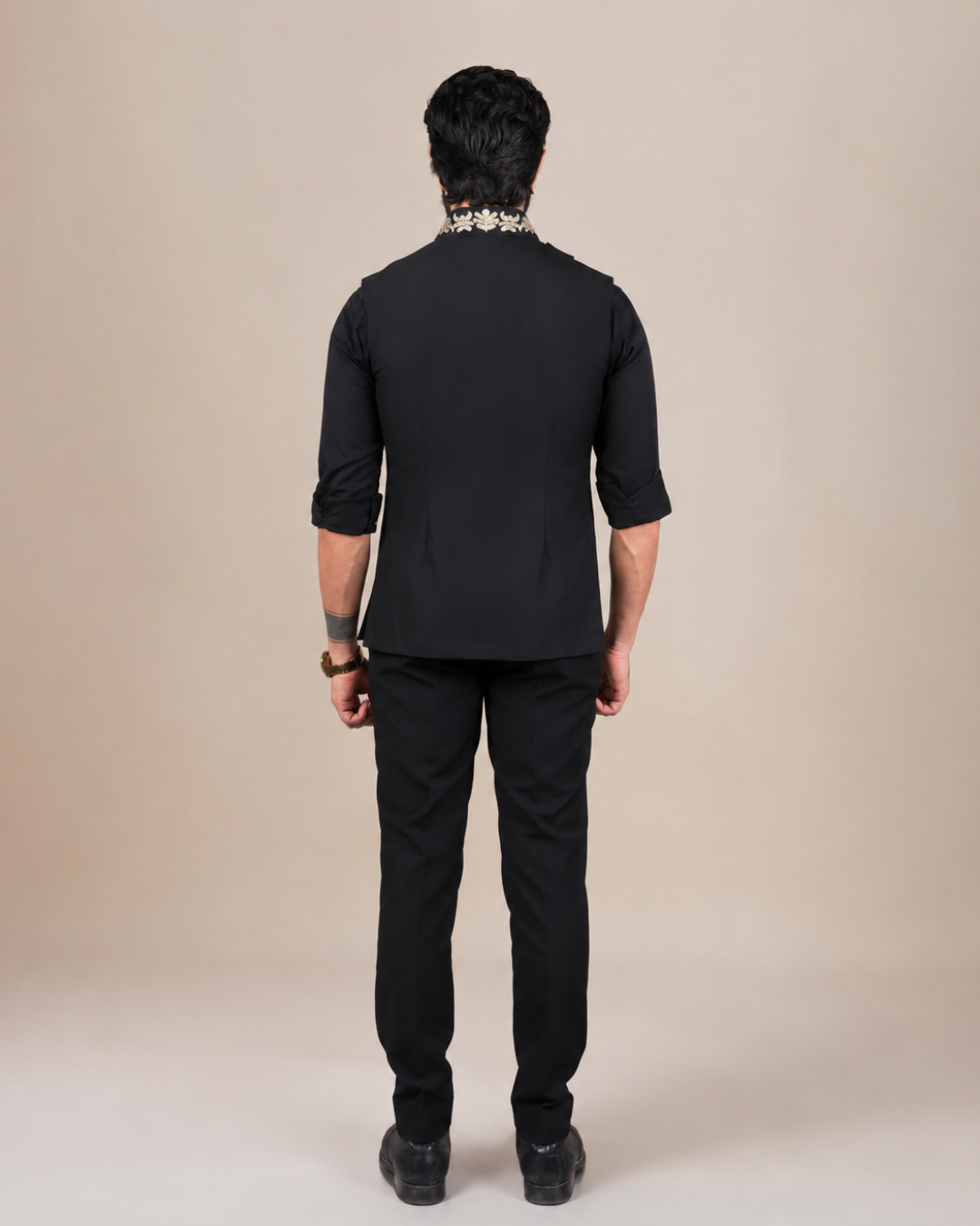 Black Asymmetric Nehru Jacket