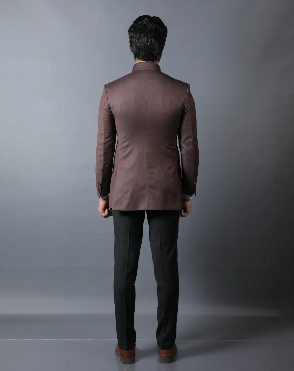 Brown Terry Wool Bandhgala Set