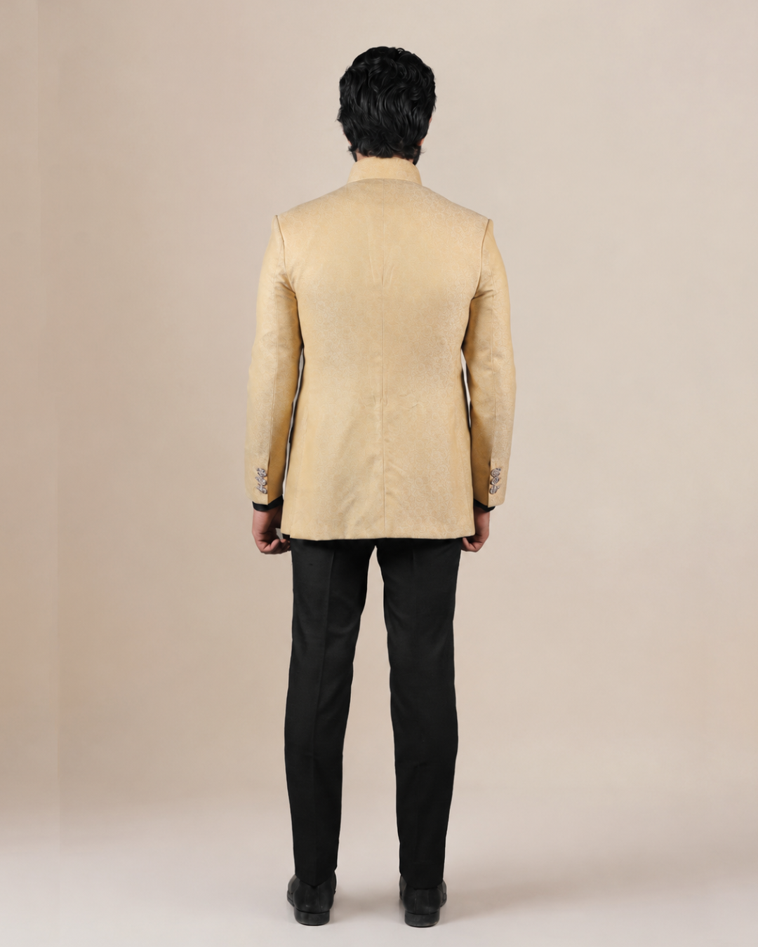 Cream Textured Bandhgala