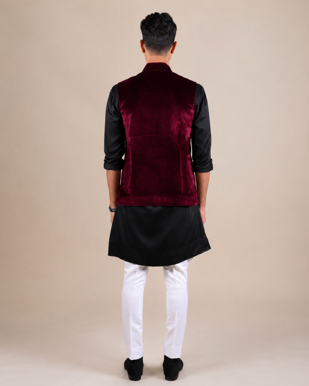 Maroon Velvet Nehru Jacket