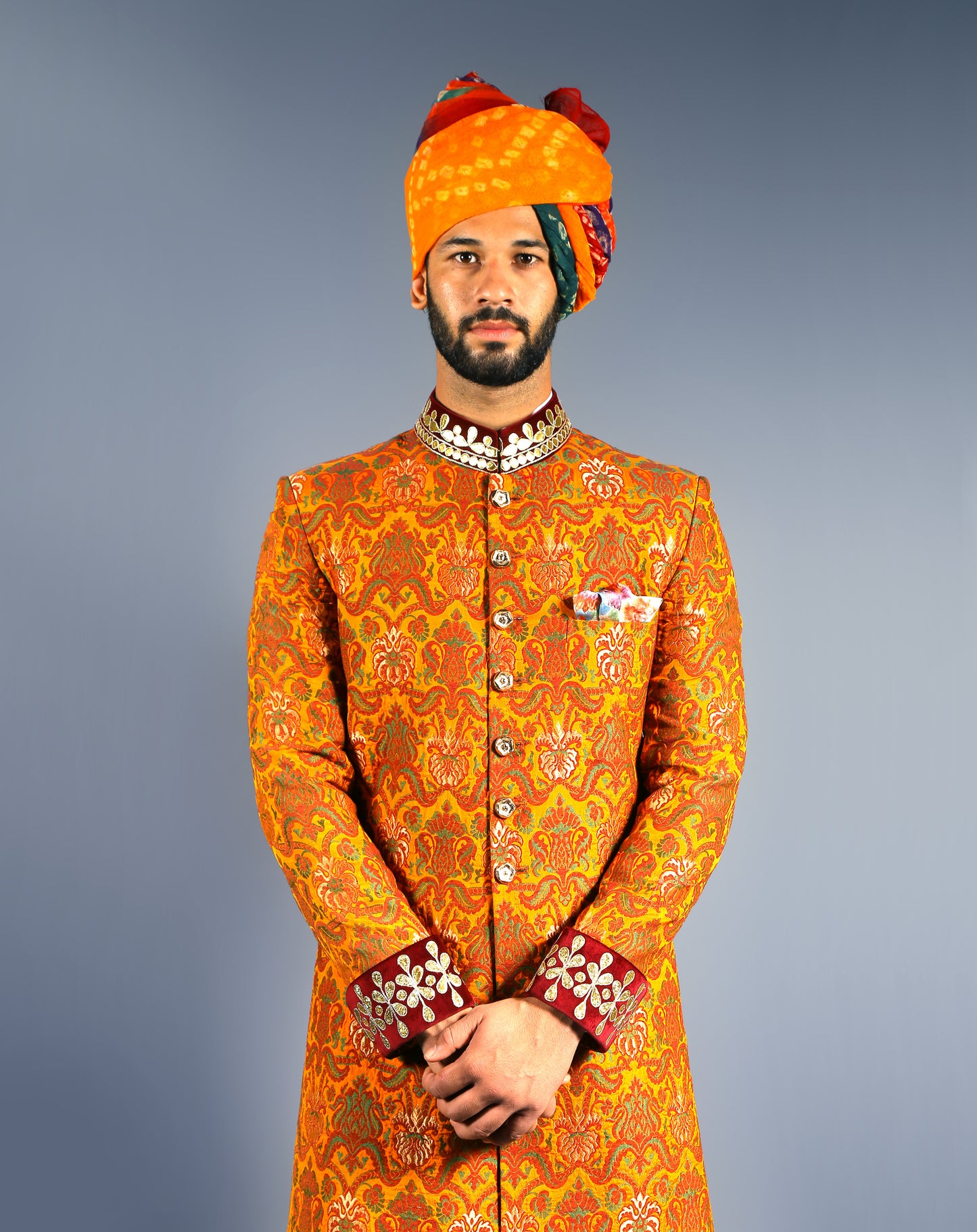 Royal Saffron Sherwani