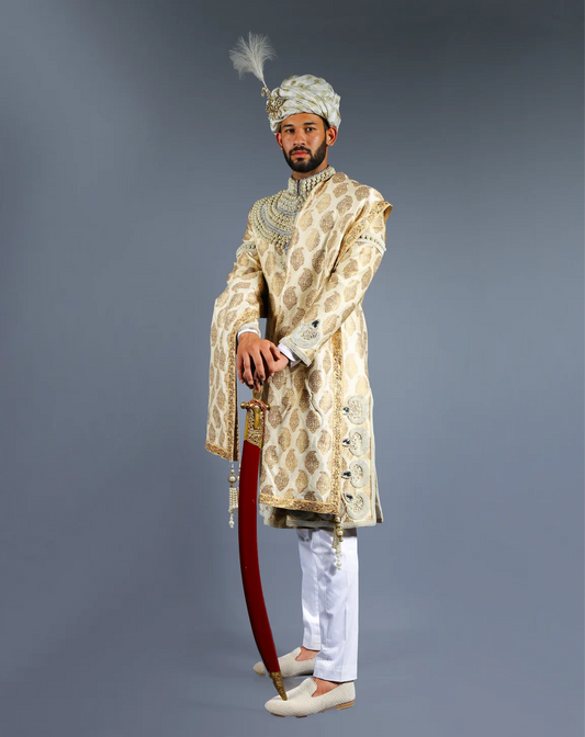 Ivory Pearl Embroidered Sherwani