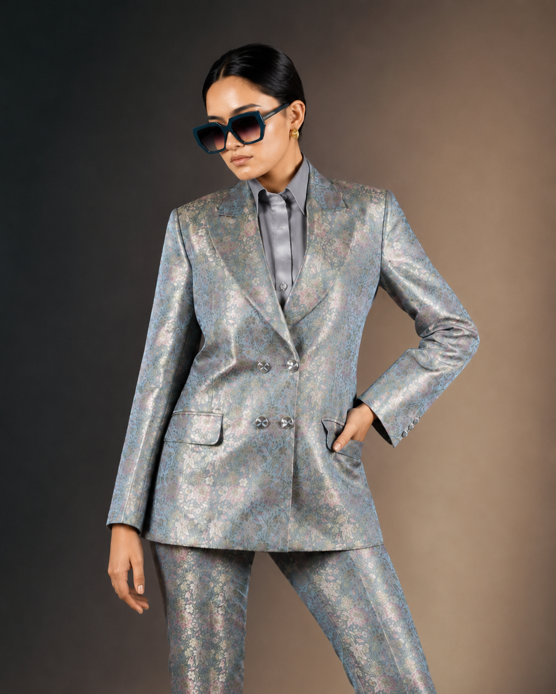 Floral Brocade Three piece suit
