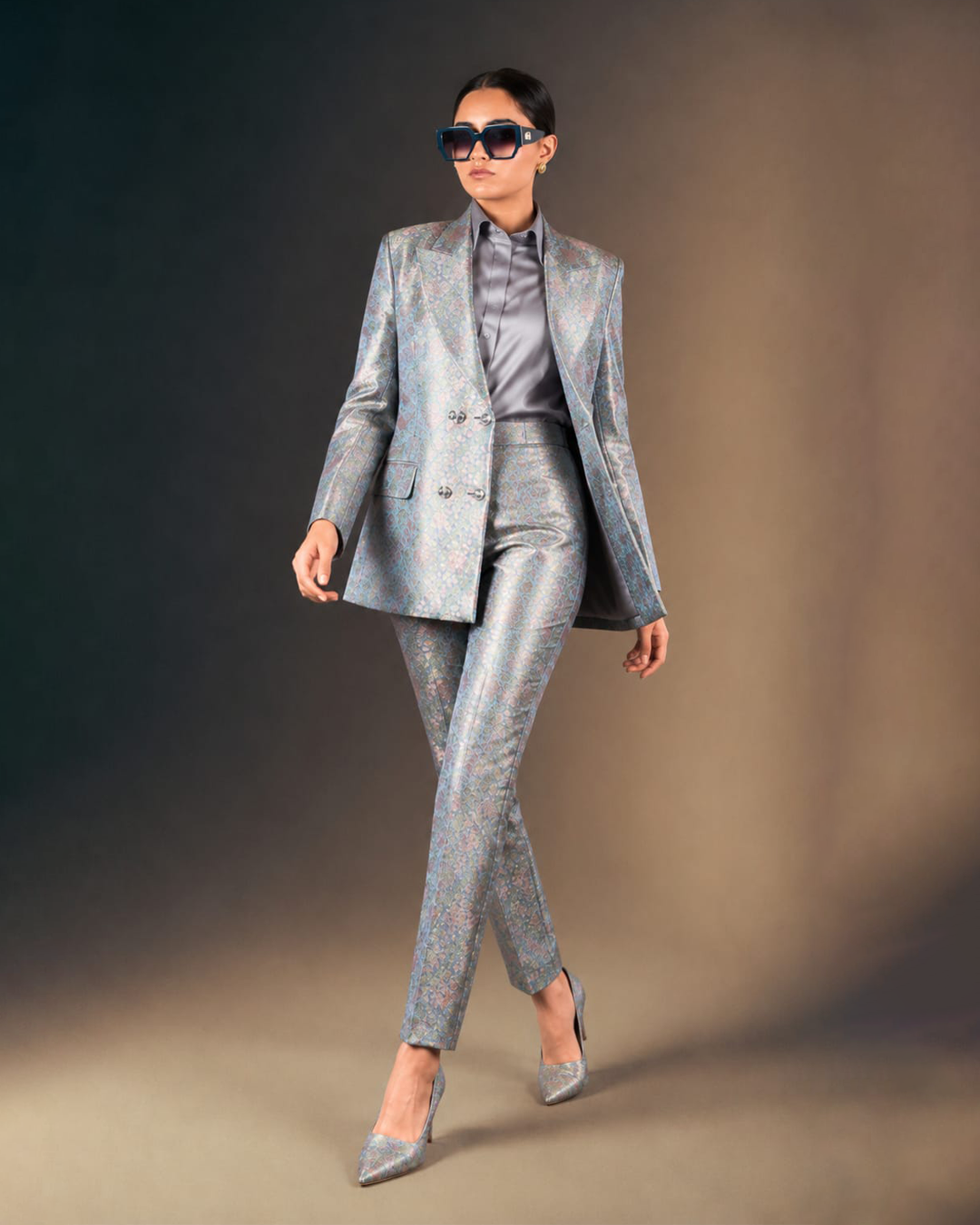 Floral Brocade Three piece suit