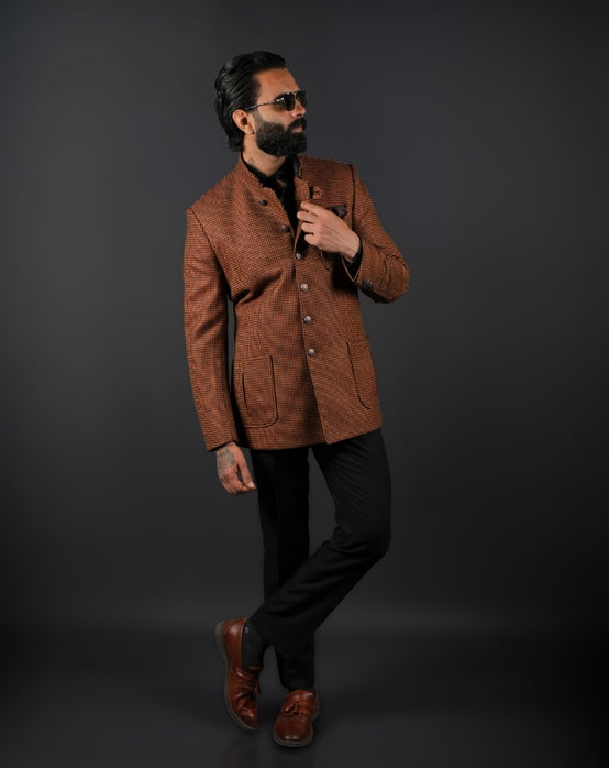 Brown Jodhpuri Bandhgala