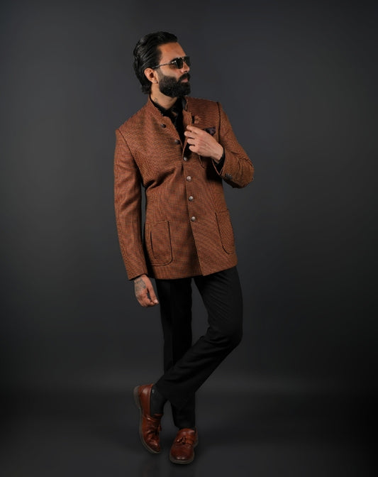 Brown Jodhpuri Bandhgala