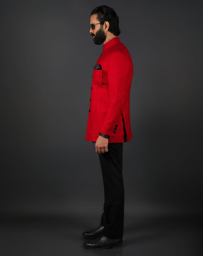 Red Jodhpuri Bandhgala