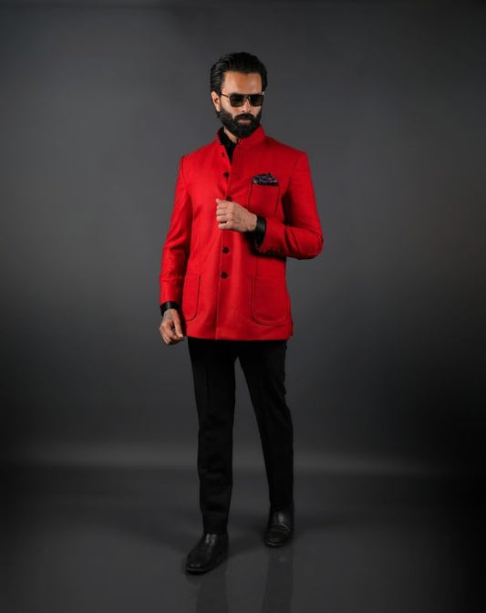 Red Jodhpuri Bandhgala