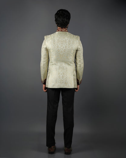 white  Jodhpuri Bandhgala