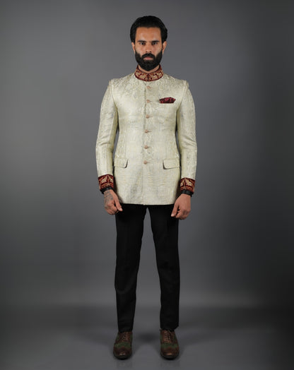 white  Jodhpuri Bandhgala