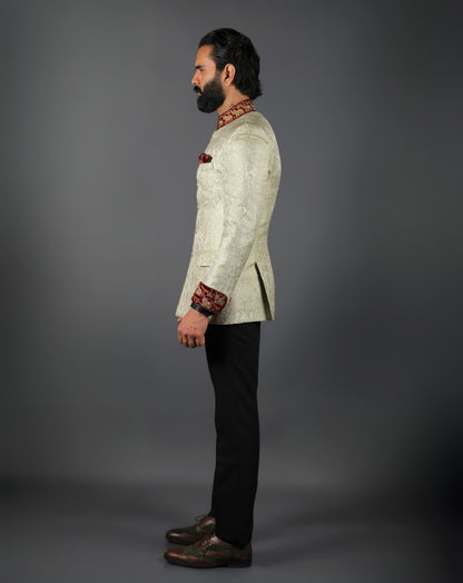white  Jodhpuri Bandhgala