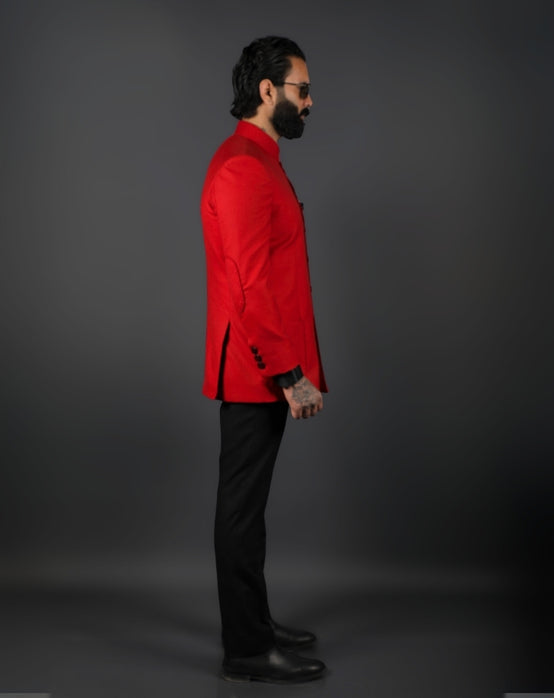 Red Jodhpuri Bandhgala