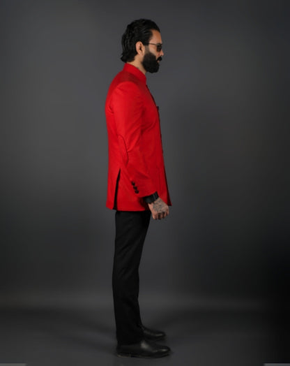 Red Jodhpuri Bandhgala