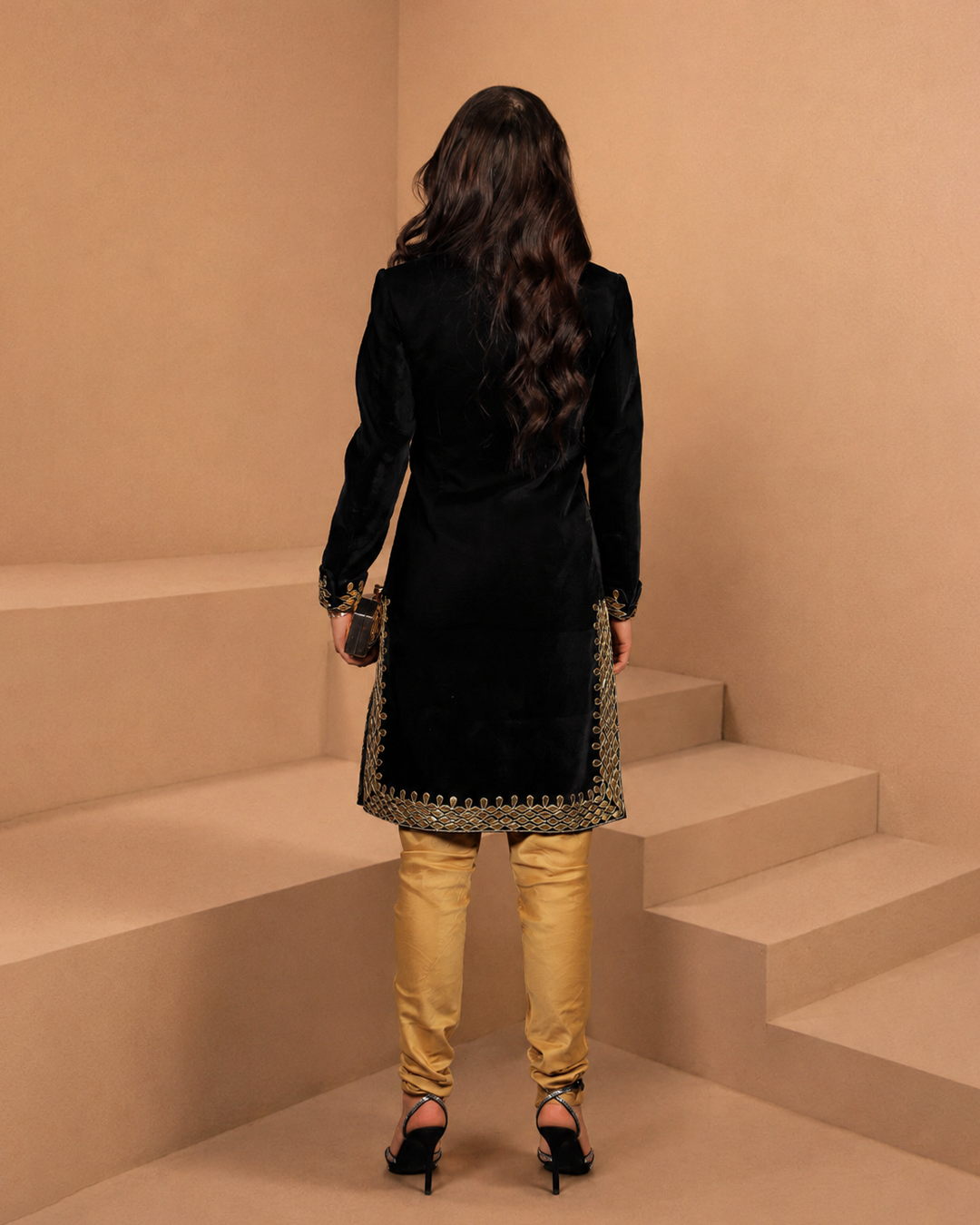 Black Velvet Handwork Sherwani