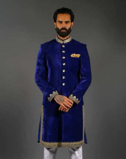 Royal Blue Velvet Sherwani