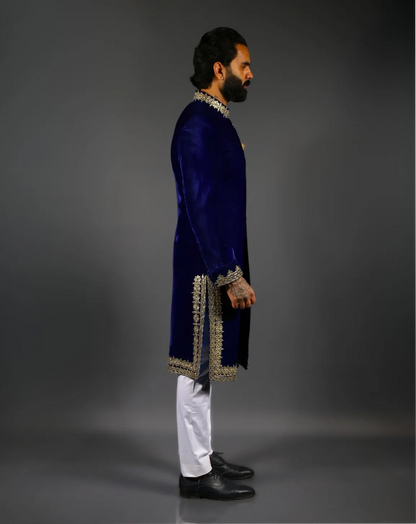 Royal Blue Velvet Sherwani