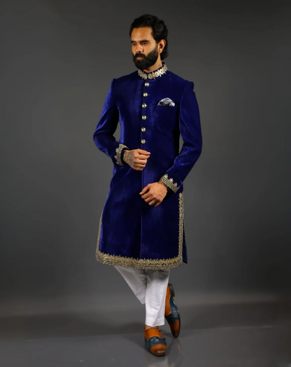 Royal Blue Velvet Sherwani