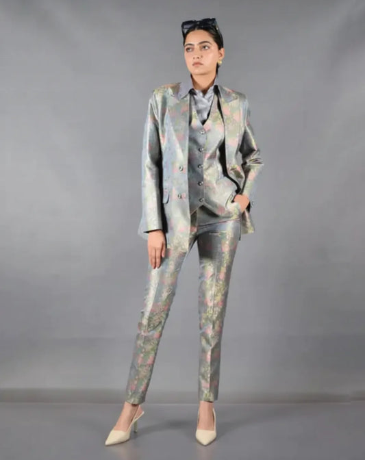 Floral Brocade Three piece suit