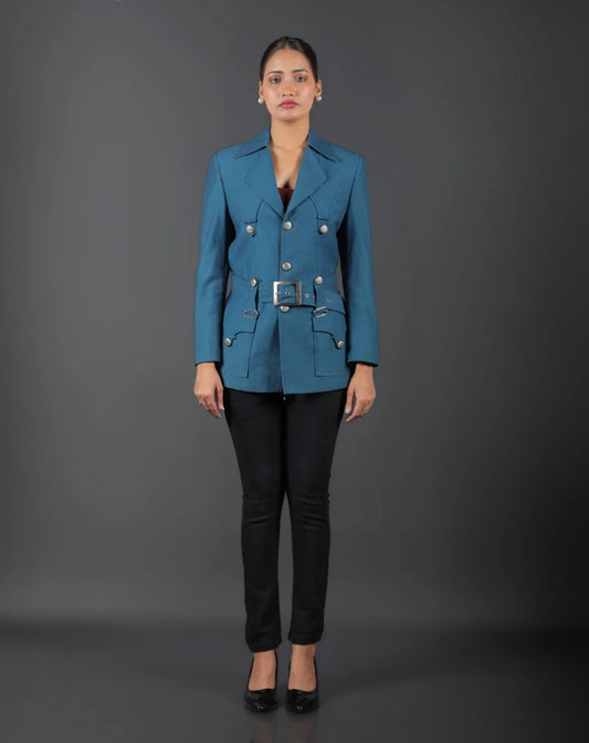 Teal Blue Polo Jacket