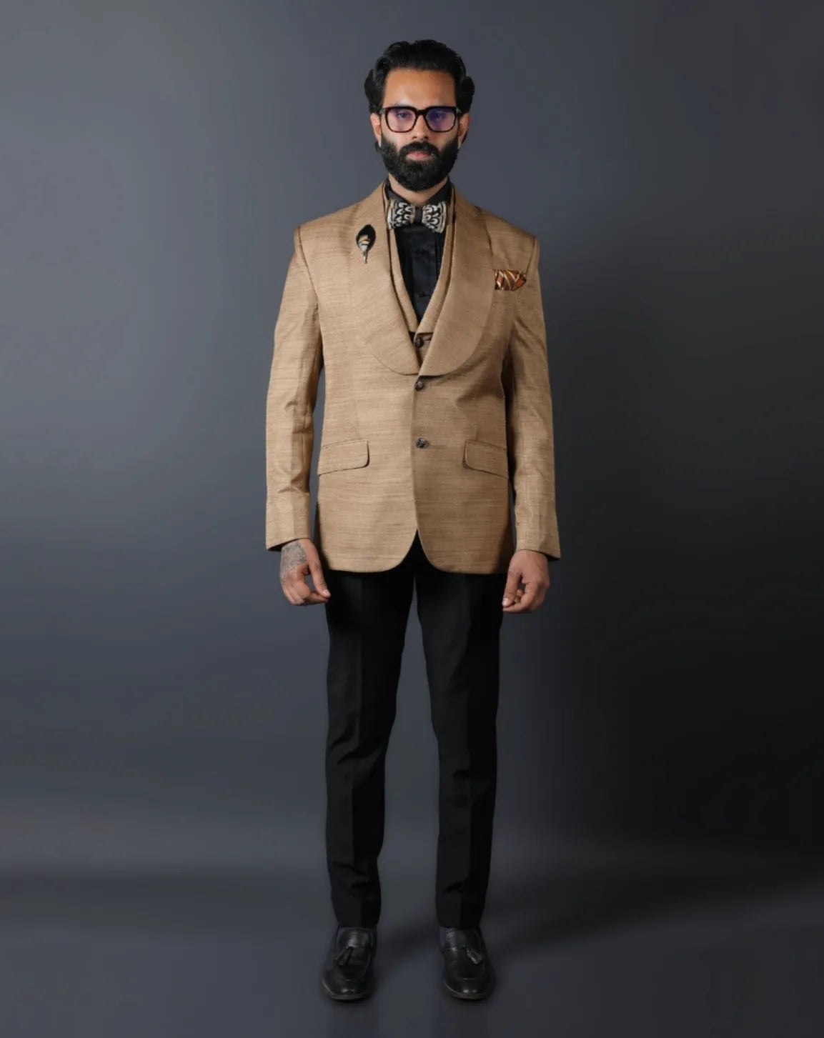 Beige 3-Piece Tuxedo Suit