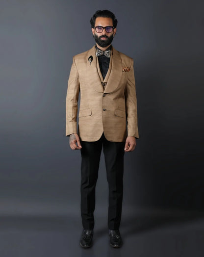 Beige 3-Piece Tuxedo Suit