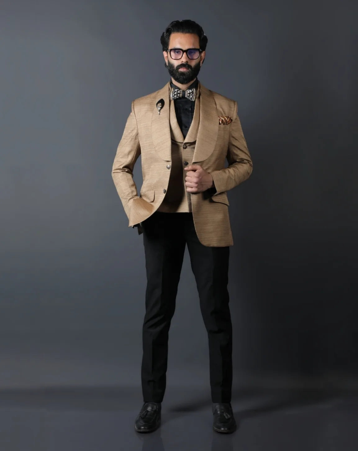 Beige 3-Piece Tuxedo Suit