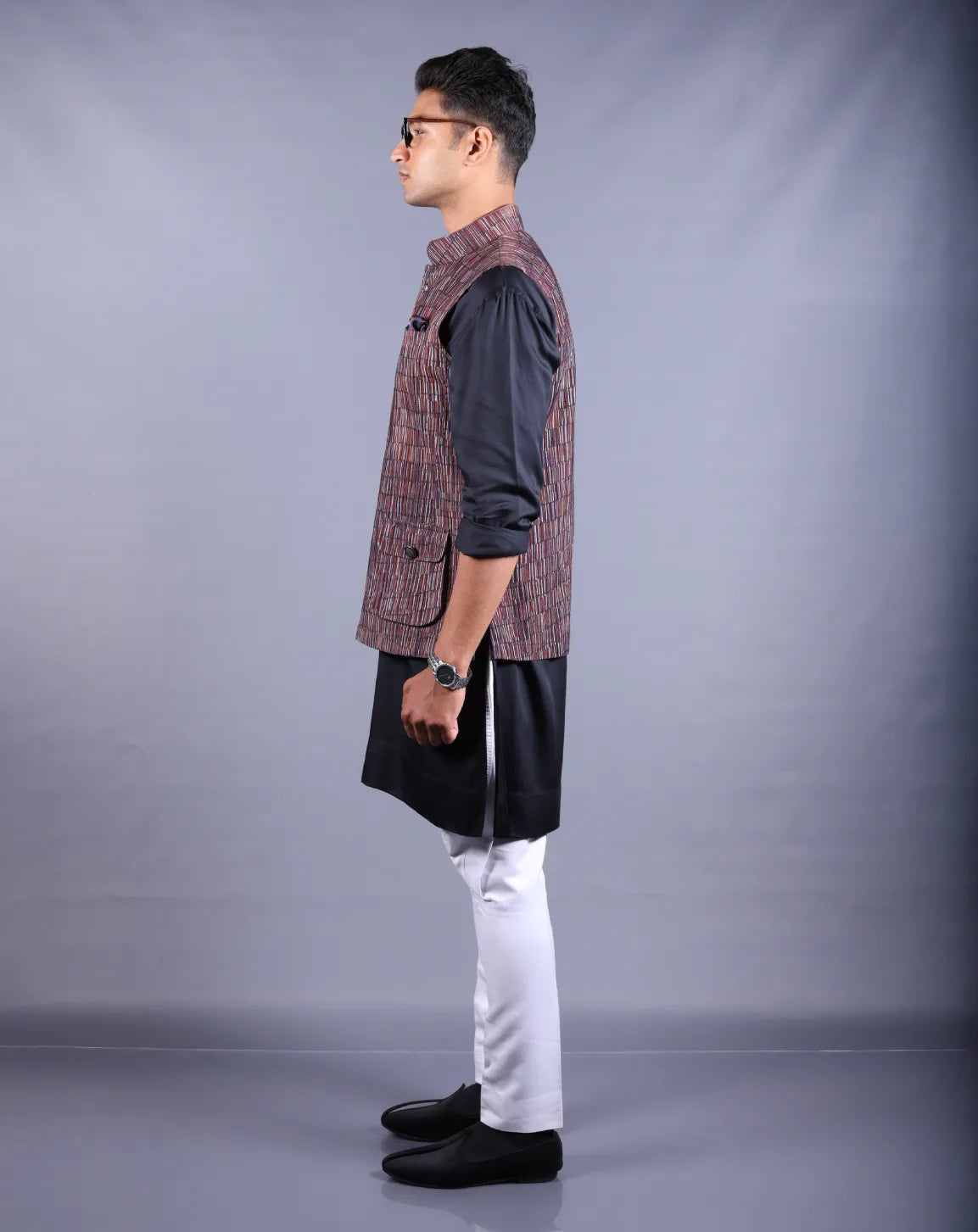 Textured Khadi Nehru Jacket