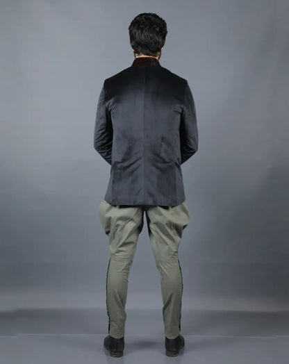 Black Velvet Bandhgala Jacket