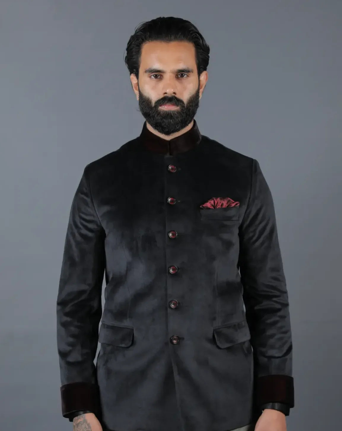 Black Velvet Bandhgala Jacket