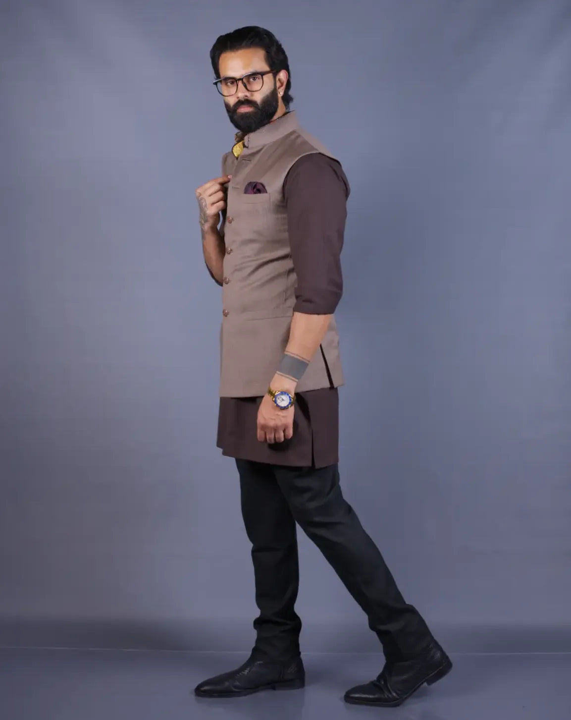 Fawn Nehru Jacket Set