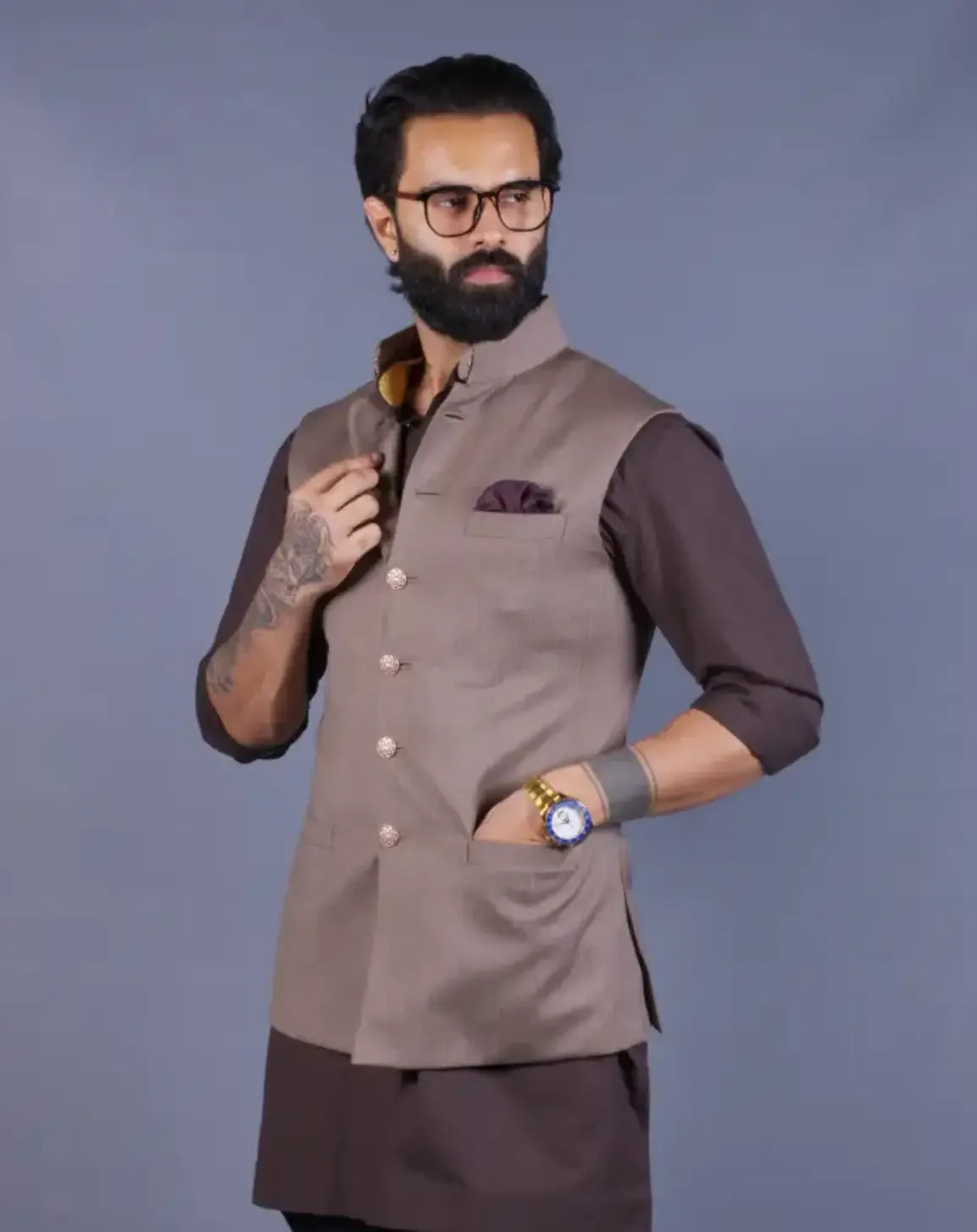 Fawn Nehru Jacket Set