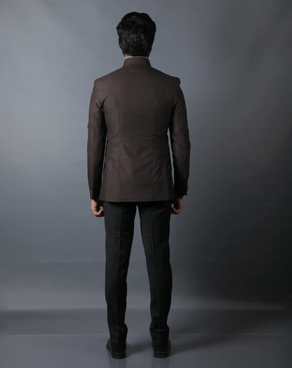 Dark Brown Terry wool Bandhgala Set