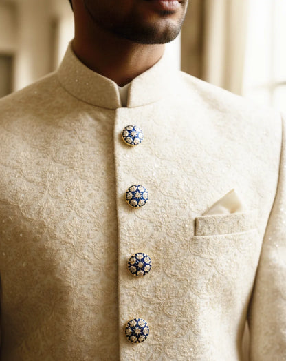 Blue Meenakari & Diamond Lotus Buttons