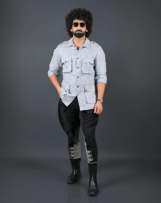 Grey Textured Hunting Coat