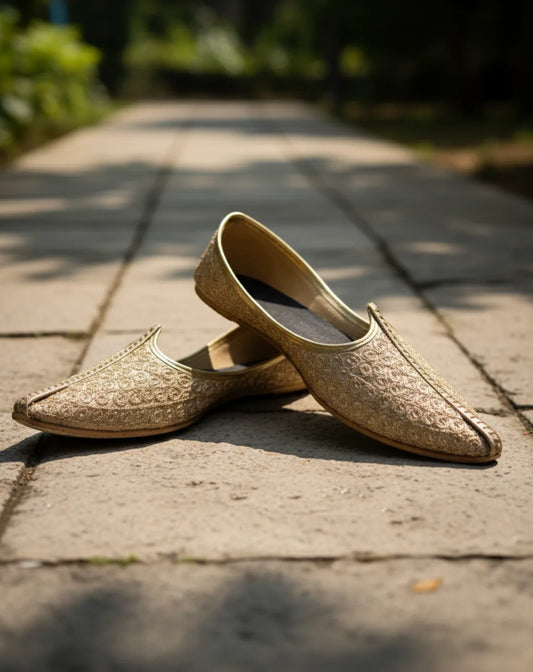 Gold Zari Embroidered Jutti